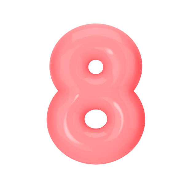 istock Numeral 8 - Pink Plastic Balloon Number eight Isolated on White Background. 3D Style Vector Illustration 2159439345