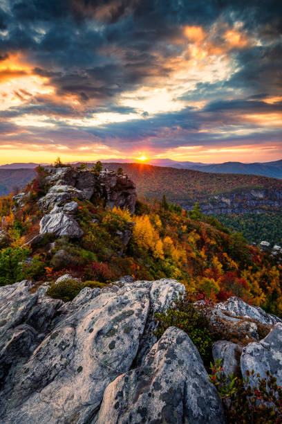 istock Scenic autumn sunset over rocky pinnacle 2159439877