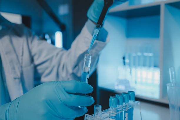 istock a scientist is working in a laboratory, a chemical researcher is preparing sample for a vaccine against a virus, work in lab concentrate is the most important because chemicals are dangerous 2159441208