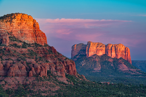 Butte Sunset Courthouse Butte Sunset Stock Photo - Download Image Now - Arizona, Awe ...