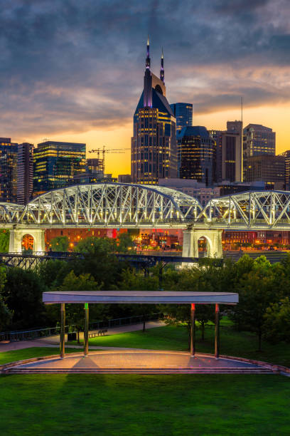 View of downtown Nashville Tennessee at twilight