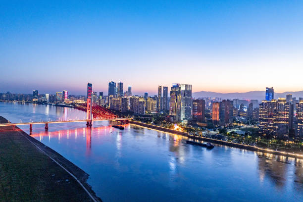 istock Modern city skyline night scene 2159443365