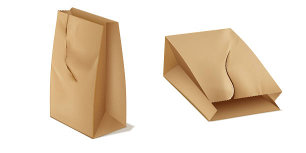 istock Set of 2 torn 3D paper bags on an isolated background. 2159456062