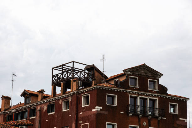 View to typical house in Venice with windows with shutters
