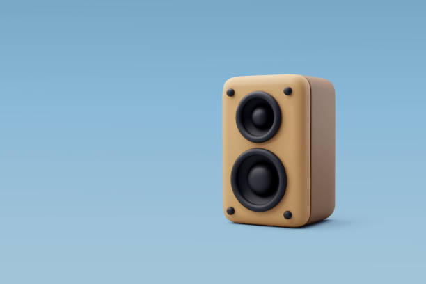 istock 3d Vector Wooden audio speaker, Music, Karaoke, Entertainment equipment concept. 2159460221