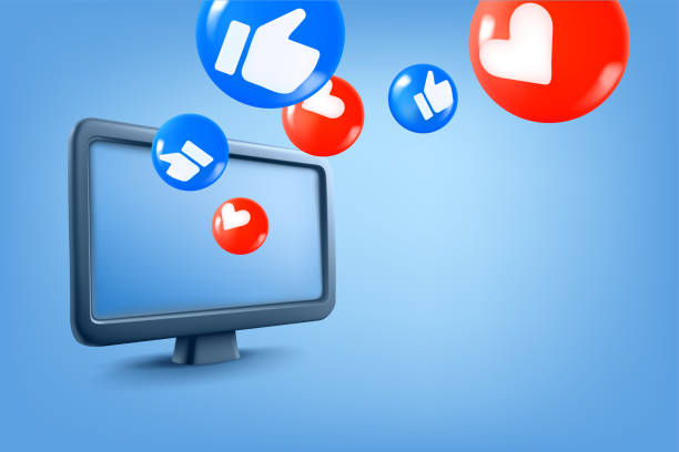 istock Social media reaction with red hearts and thumbs symbols. 3d vector illustration 2159467916