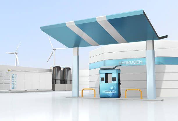 istock Fuel Cell Hydrogen Refueling Station, wind turbine and Container Battery Storage system 2159471899