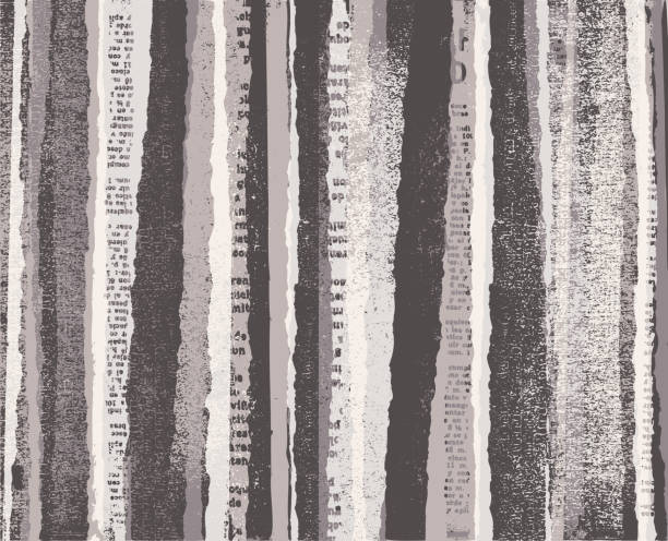 Grunge torn papers background - black and white- v1 Grunge abstract background made with torn paper stripes textures. Collage style background. Textured grunge background. Textured background. Newspapers collage abstract background. Vertical stripes. torn paper effect stock illustrations