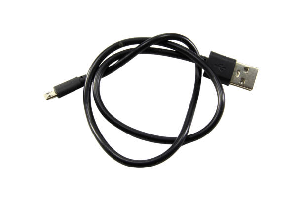 istock Wire cable of usb and adapter isolated on white background.Electronic Connector.Selection focus and with clipping path. 2159480540