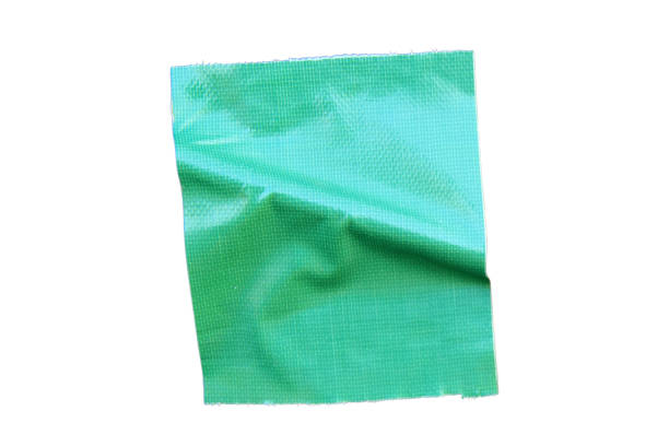 Stickers, green adhesive tape isolated on white background.
