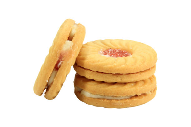 Crispy bread, cookies, sweet taste isolated on white background.