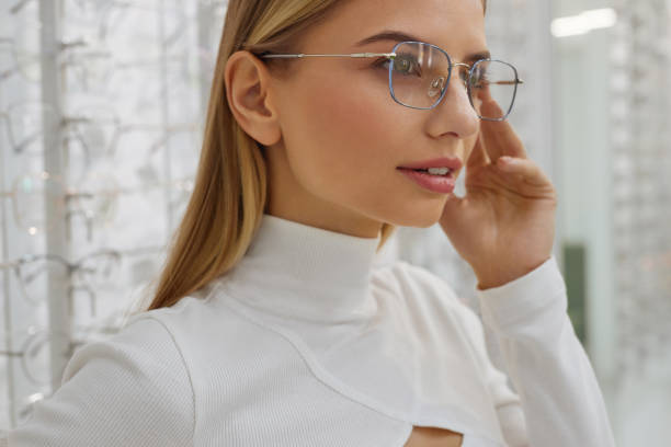 istock Client Woman At Eyeglasses Store Portrait 2159482928