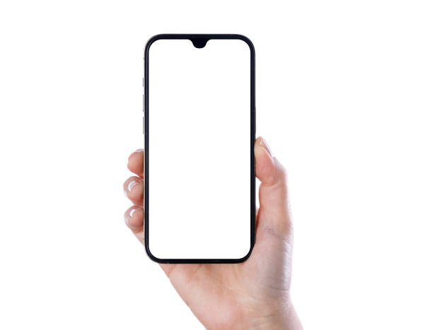 istock Woman hand showing a smartphone blank display 2159483664