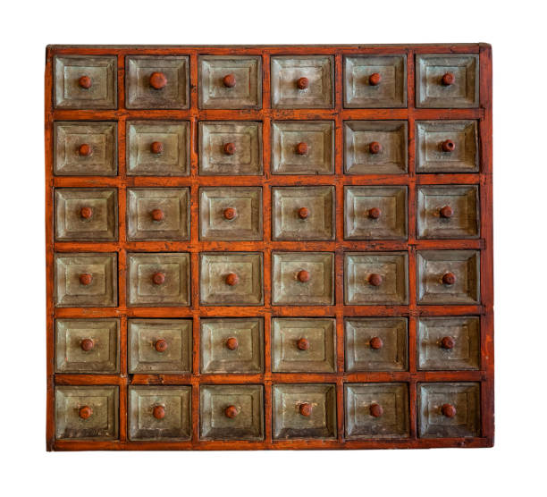 istock old drawer cabinet of apothecary on white, isolated 2159486486
