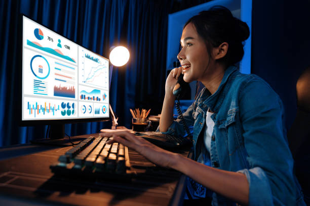 istock Young beautiful Asian creative woman calling on phone. Stratagem. 2159489701