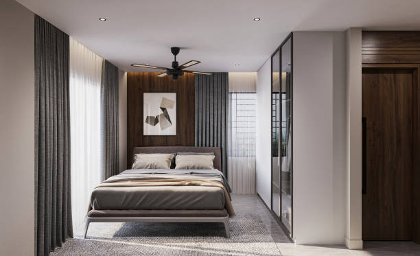 istock Stylish and Sophisticated Contemporary Bedroom Interior Design with Comfortable Bed and High-Quality Furniture 2159499862