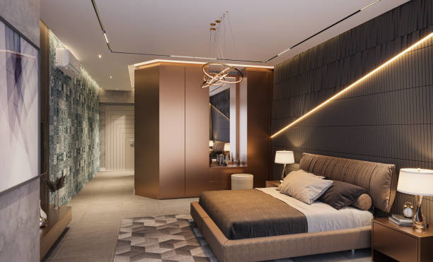 istock Sleek and Sophisticated Modern Bedroom Interior Design in a Luxury Home 2159502013