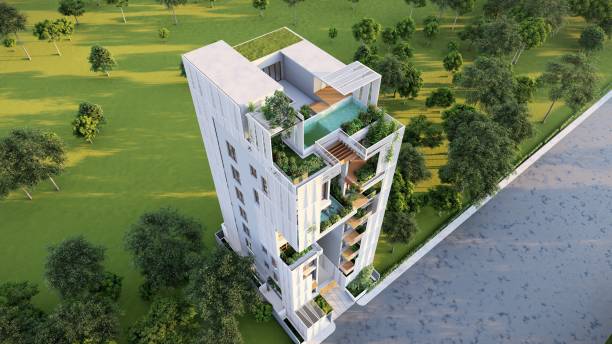 istock Enchanting Skylines Multi-Storied Building Designs in 3D Render 2159502613