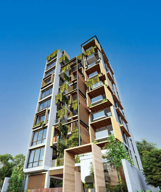 istock Vertical Marvels Unveiling the Charm of Multi-Storied Building Designs in Modern Architecture - A 3D Render Showcase 2159502873