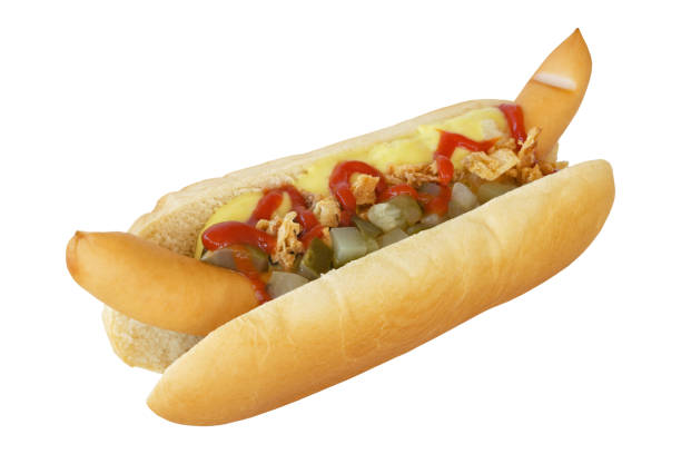 istock Whole hot dog free, isolated with white background 2159503319