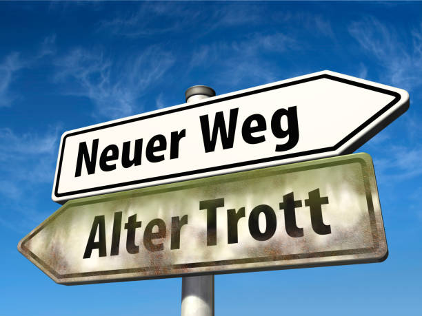 Guide posts with the German words 