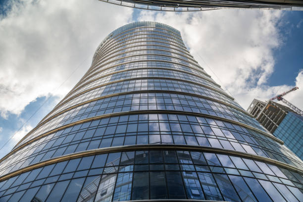 Modern office business skyscrapers in Riga in Latvia. In the morning