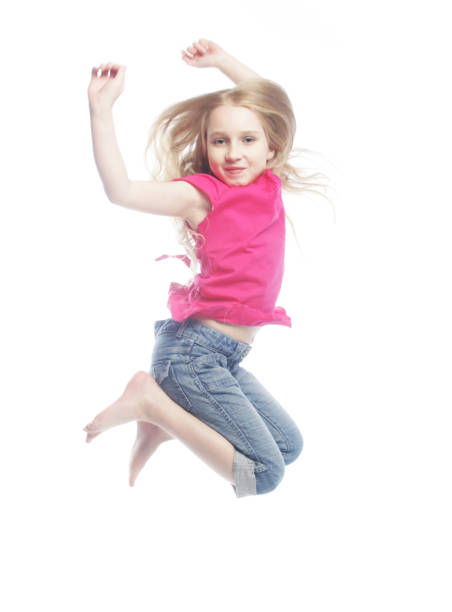 istock girl jumps on a white background 2159506813