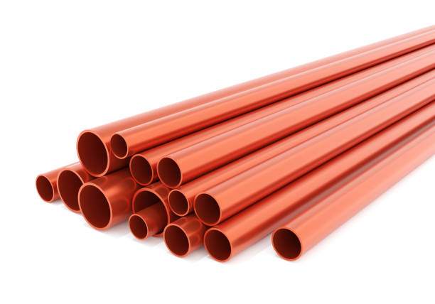 Copper metal steel products. metal steel industry. 3D rendering.