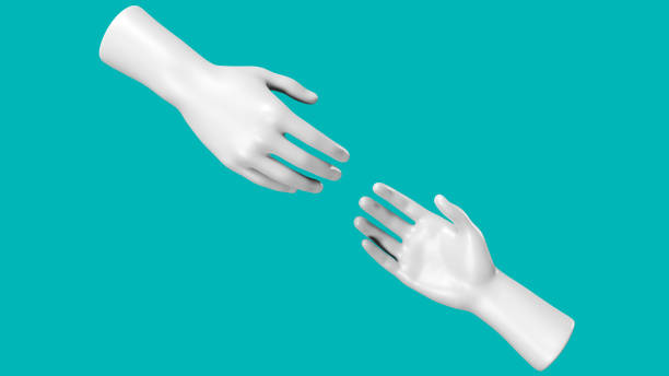 istock Set of white stone statue Handshake, clipping path, 3d render 2159515317