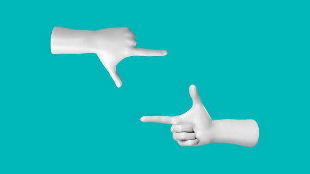istock Set of white stone statue Hands forming a frame, clipping path, 3d render 2159515822