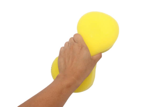 holding dish cleaning sponge