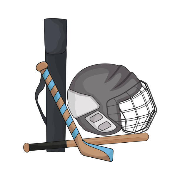 istock hockey stick and hockey helmet 2159518527