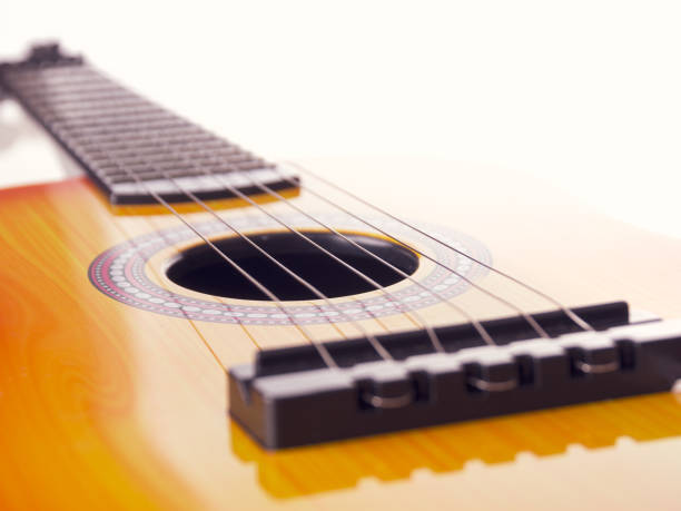 istock Acoustic guitar with strings for playing musical pieces, tuning the guitar 2159518649