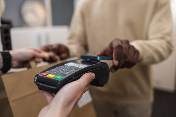 istock Contactless mobile payment at the doorway 2159518671