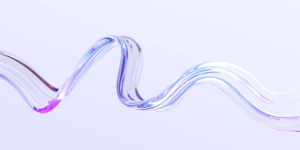 istock 3d abstract liquid glass transparent clear ribbon wave line render. Rainbow fluid flow curve shape with dispersion light, holographic gradient texture. Flying glossy design element 2159525869