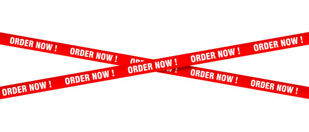 istock Red order now ribbon banner on transparent background 2159526703