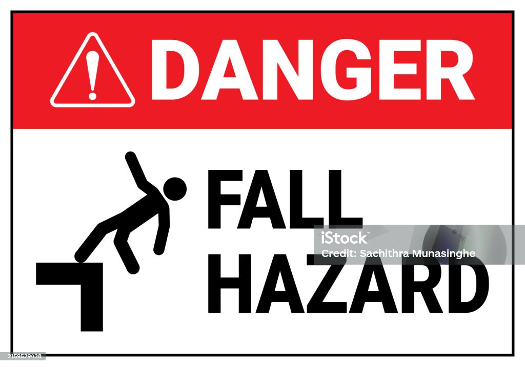 Danger Sign Fall Vector Danger Fall Hazard Sign Stock Illustration - Download Image Now - At ...