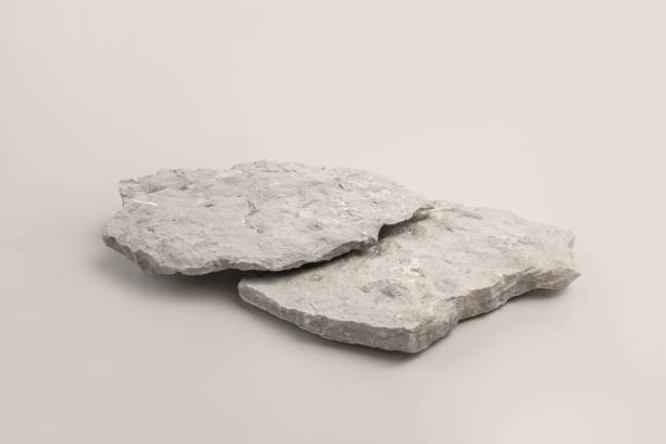 istock Stone podiums for show cosmetics product presentation. Abstract minimal backdrop. Two rock forms. Beige Gray Studio Background. Scene. Showcase display case. 3D Front View. Trendy neutral color. Space 2159529455