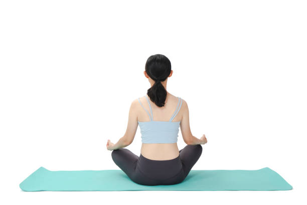 istock Beauty doing yoga with a white background 2159537167