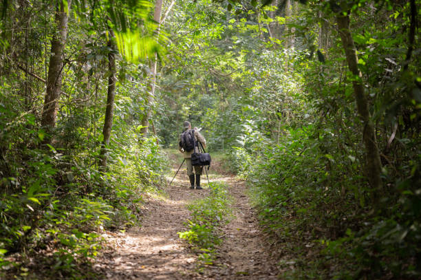 istock Man photographing and filming in the Amazon rainforest. 2159539154
