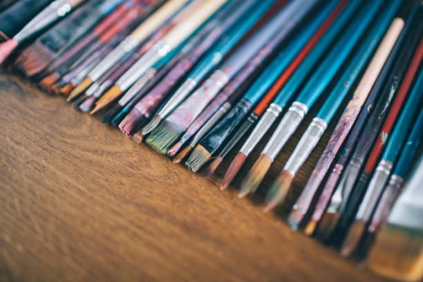 istock Close-up of artist's paintbrushes 2159540738