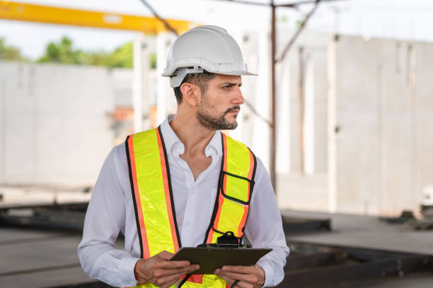 istock Engineer man planning project in the factory site, Foreman worker working at construction site 2159541234