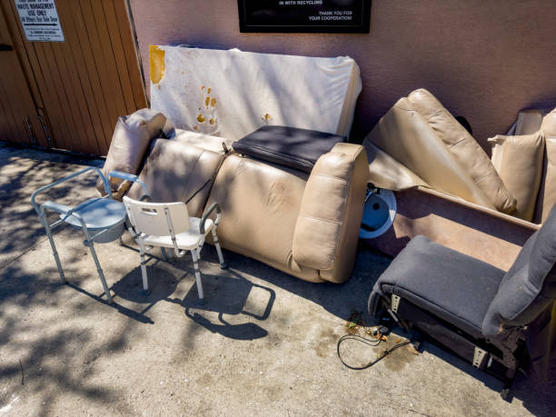 istock Old furnitures at residential garbage dump area 2159542367
