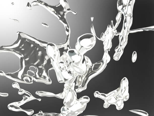 istock Abstract splashing mercury, 3D illustration 2159544793