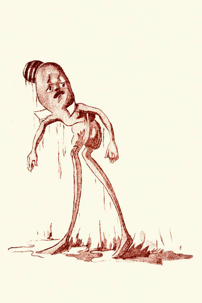 Vintage illustration Fairy tale, Magical creatures, Runner bean man, The Vege-men's revenge, children's book illustration, Florence K Upton, 1890s