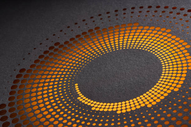 istock Circular Paper Cutout Artwork with Radiant Yellow and Orange Gradient on Dark Background 2159550570