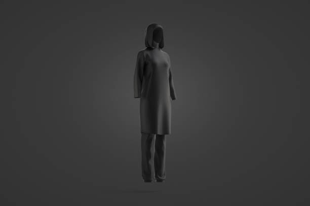 istock Blank black burkini mockup, dark background 2159568306