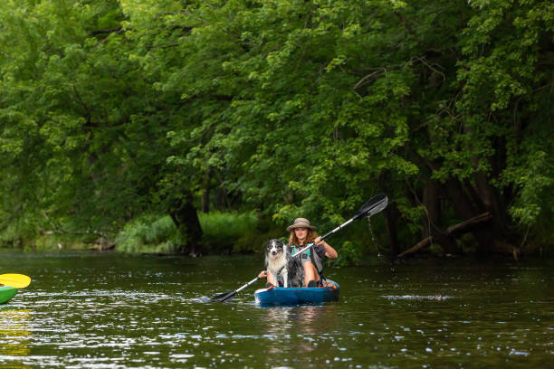 istock Girl Kayaking On River With Her Dog 2159568658