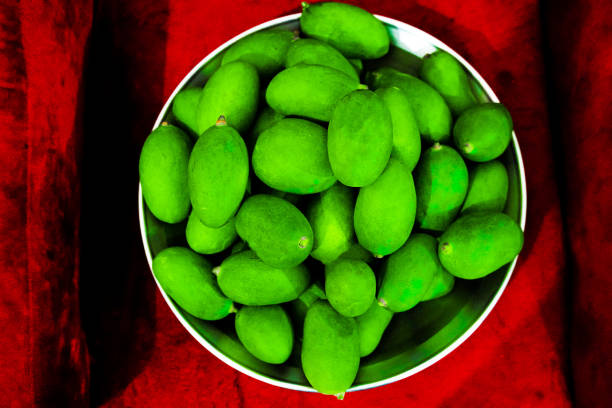 Fresh Kachi Keri Mangoes in Basket