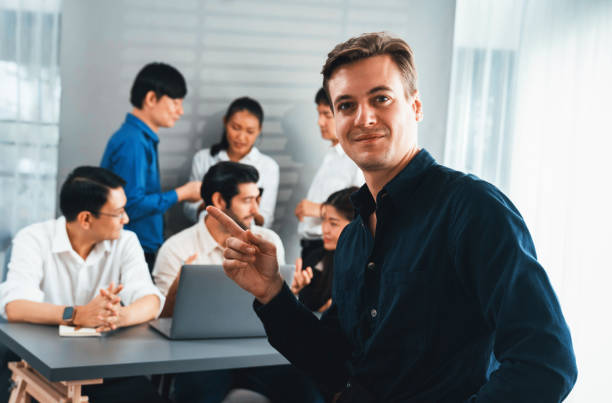 istock Confidence and happy smiling businessman portrait. Prudent 2159578270